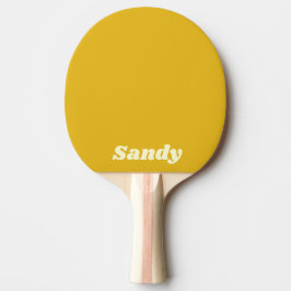 Modernt gult och vitt monogramnamn pingisracket