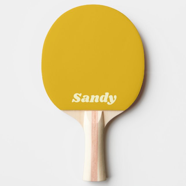 Modernt gult och vitt monogramnamn pingisracket (Framsidan)