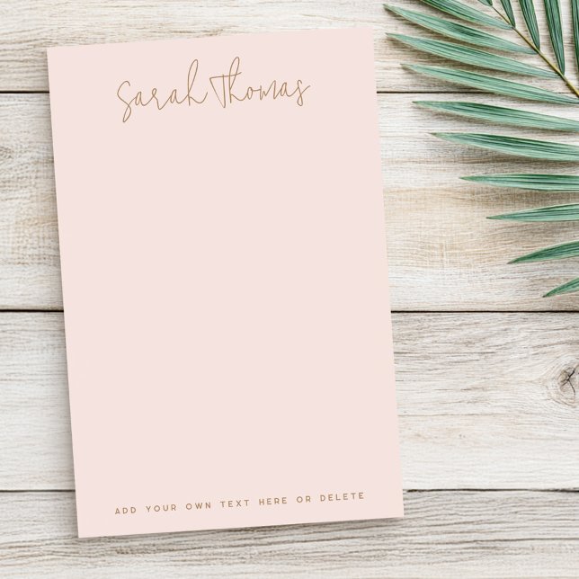 Modernt handskrivet namn ljus rosafärgad post-it block (Modern handwritten name light blush pink post-it notes)