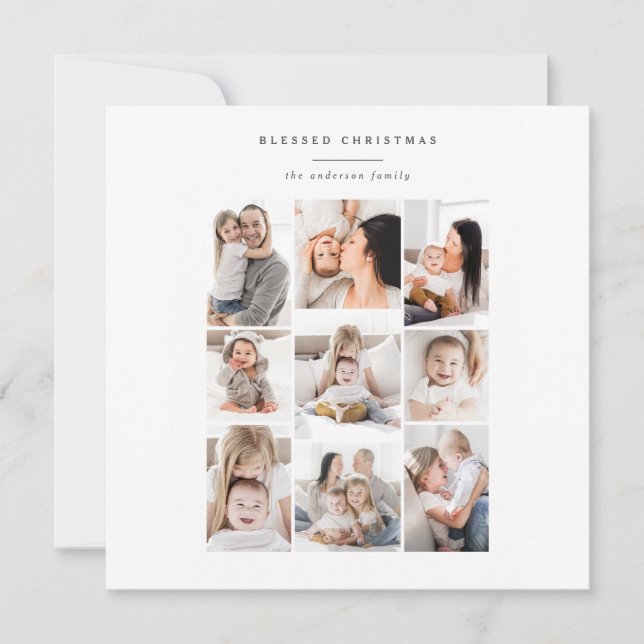 modernt helgdag-kort för multifotofamilj julkort (Framsida)
