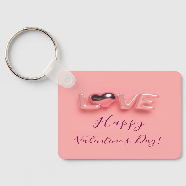 MODERNT HJÄRTA ROSA VALENTINSDAG NYCKELRING (Baksida)