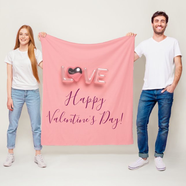 MODERNT HJÄRTA ROSA VALENTINSDAGEN FLEECEFILT (På plats)