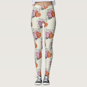 Modernt hjärtmönster med skriptbakgrund (16) leggings