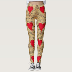 Modernt hjärtmönster med skriptbakgrund (4) leggings