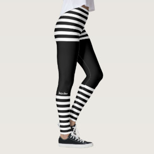 Modernt horisontalsportigt randanpassningsbarnamn leggings