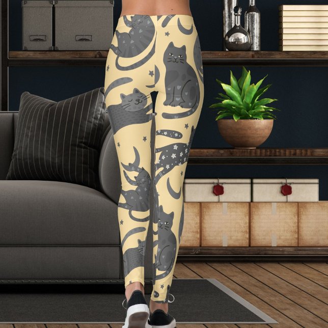 Modernt husdjursälskare Beige och grått kattunge k Leggings (Skapare uppladdad)