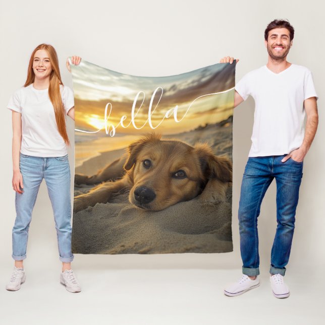 Modernt husdjursfoto fleecefilt (På plats)