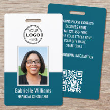 Modernt ID-foto för anställd QR-säkerhet Teal-märk