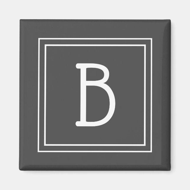 Modernt initialmonogram i ram på grå magnet (Framsidan)