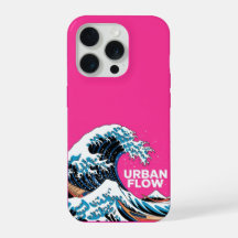 Modernt Japanskt Vågkonst iPhone-fodral - Rosa Est
