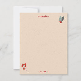 Modernt julbärs botaniskt mönster anteckningskort