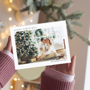 Modernt julfoto familj God Jul Vykort