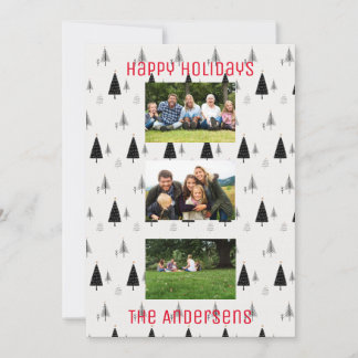 Modernt julgranmönster i svart och vitt julkort