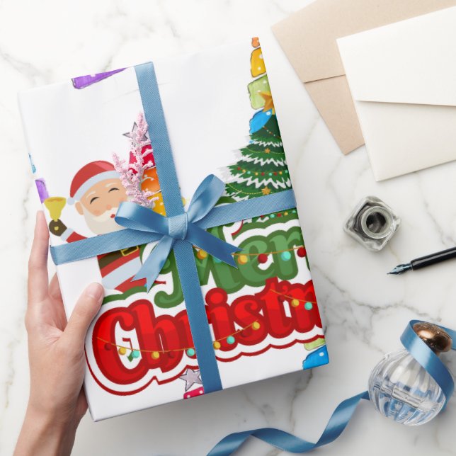 Modernt julgransmåleri färgglatt presentpapper (Gifting)