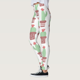 Modernt kaktuskrukväxtmönster leggings