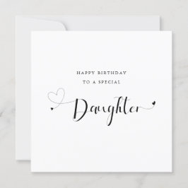 modernt kalligrafi hjärta Dotter Birthday Kort