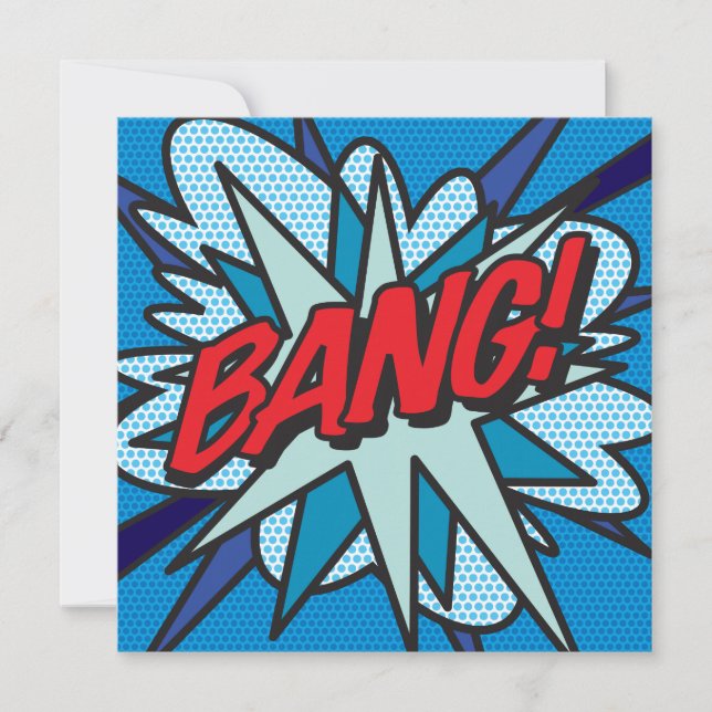 Modernt kul färgglatt seriealbum bang inbjudningar (Framsida)