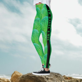 Modernt kul - rör inte grön ökenkaktus-mönster leggings