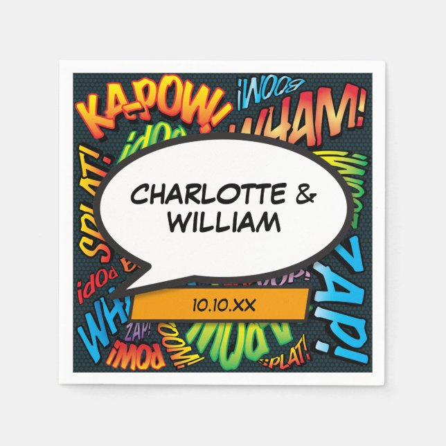 Modernt kul typografiskt pratbubbla för serier pappersservett (Framsidan)