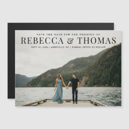 Modernt landskapsfoto bröllop spara datum magnetisk inbjudningskort