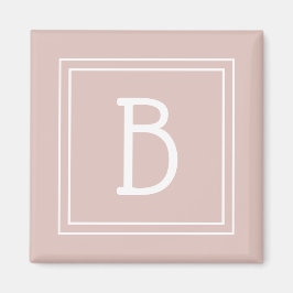 Modernt lantlig hem Monogrammerad Rosa & Vit Initi Magnet