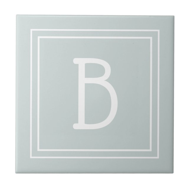Modernt lantlighetsmonogram med grön och vit initi kakelplatta (Framsidan)