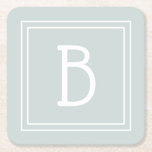 Modernt lantlighetsmonogram med grön och vit initi underlägg papper kvadrat