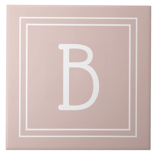 Modernt lantlighetsmonogram med rosa och vit initi kakelplatta (Framsidan)
