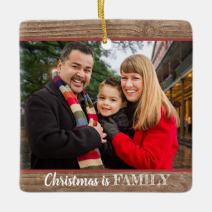 Modernt lantligt för fotofamilj för anpassningsb julgransprydnad keramik