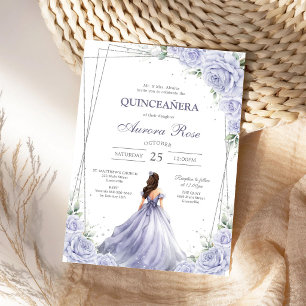 Modernt lila blomster-quinceanera-inbjudan inbjudningar