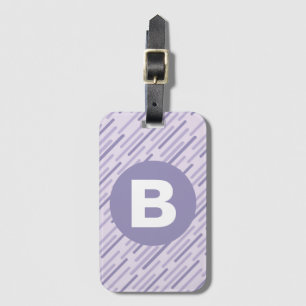Modernt lila diagonalt randigt monogram bagagebricka
