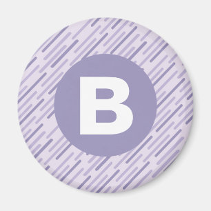 Modernt lila diagonalt randigt monogram magnet
