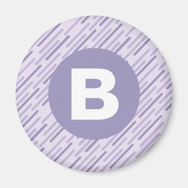 Modernt lila diagonalt randigt monogram magnet (Framsidan)