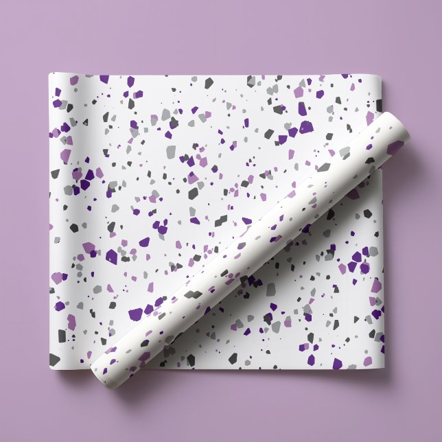 Modernt lila grått terrazzo-mönster presentpapper (Skapare uppladdad)