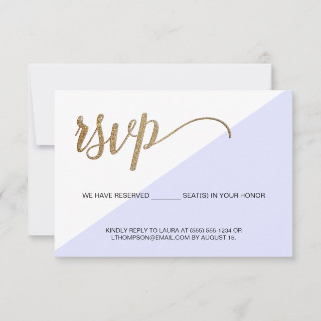 Modernt Lila Guld RSVP ej skicka Reservation Stol OSA Kort (Framsida)