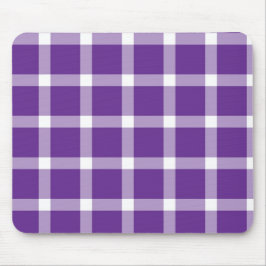 Modernt lila och vitt rutigt gingham-mönster musmatta