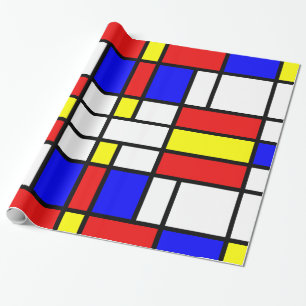 Modernt ljusa färger för Piet Mondrian konststil Presentpapper