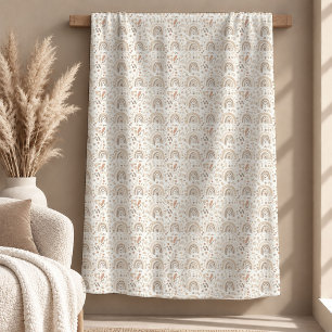 Modernt Ljusbrunt Beige Boho Regnbågsfilt Konst Fleecefilt