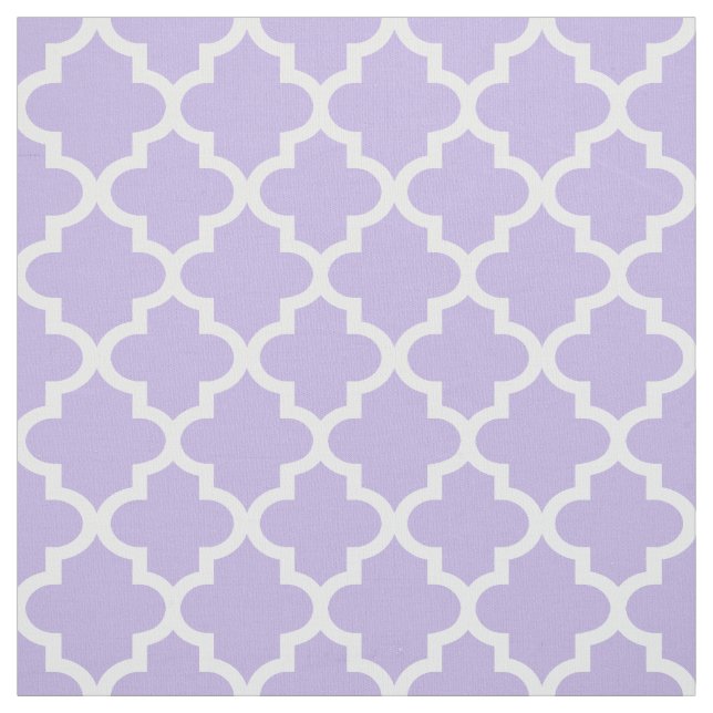 Modernt ljuslila och vitt Quatrefoil-mönster Tyg (Provkarta)