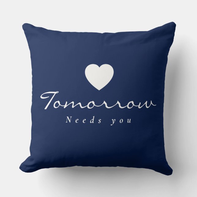 Modernt Ljuslila ''Tomorrow Needs You'' Kudde (Framsida)