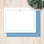 Modernt Ljust Blått Kantpapper för Initialer Anteckningskort<br><div class="desc">Denna design har en tunn dubbelkant med utrymme för ett monogram och namn/text högst upp. Klicka på knappen för anpassning om du vill justera designelementen och/eller ytterligare ändra texten! Variationer av denna design, ytterligare färger samt kompletterande produkter finns tillgängliga i vår butik, zazzle.com/store/doodlelulu. Kontakta oss om du vill ha denna...</div>