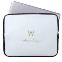 Modernt Ljust Dammtblå Guld Script Monogram