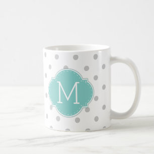 Modernt ljust - grå färgpolka dots med kaffemugg