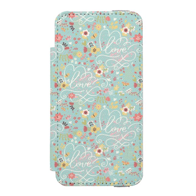 Modernt ljust romantiskt mönster incipio iPhone wallet skal (Folio Framsidan)