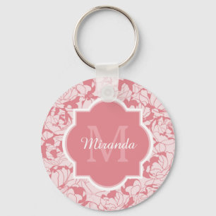 Modernt ljust - rosa för blommigt Monogram Nyckelring