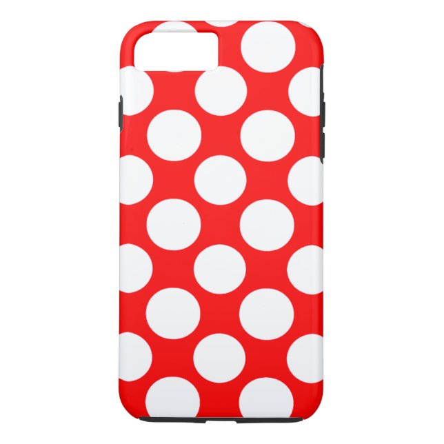 Modernt ljust rött vitpolka dotsmönster Case-Mate iPhone skal (Baksida)