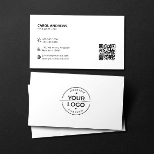 Modernt logotyp & QR-kod Enkel vit visitkort