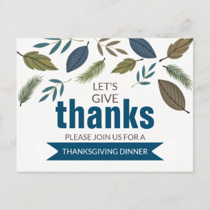 Modernt lövverk, inbjudan till Thanksgiving-middag