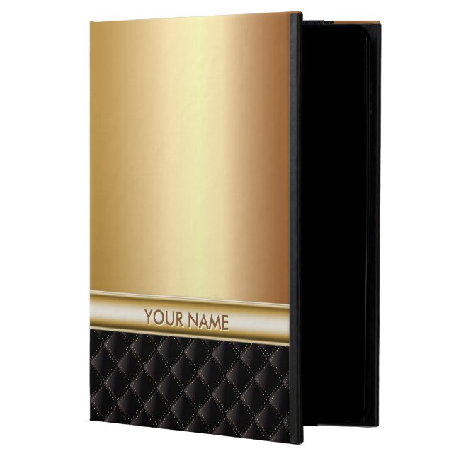 Modernt lyxigt guld med anpassningsbarnamn powis iPad air 2 skal (Framsidan)