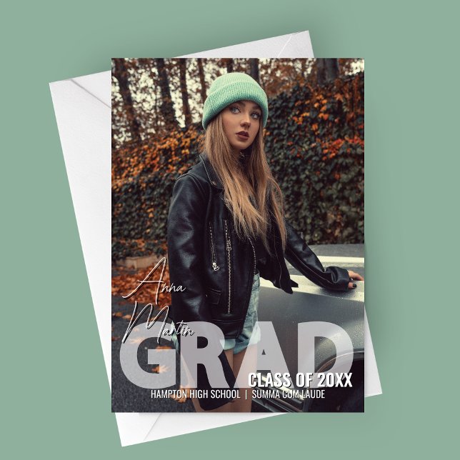Modernt magasin stil examen meddelande inbjudningar (Modern Magazine Styled Graduation Announcement Card)